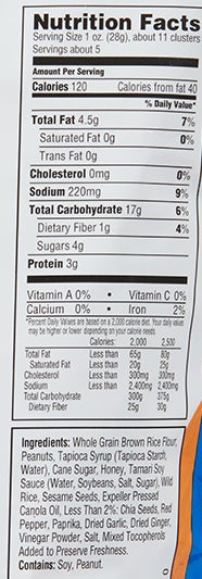 Thai Style Peanut Snack nutritional information