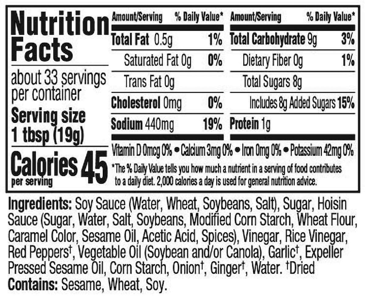 Spicy ’N Sweet Chili Heat Marinade & Dip nutritional information