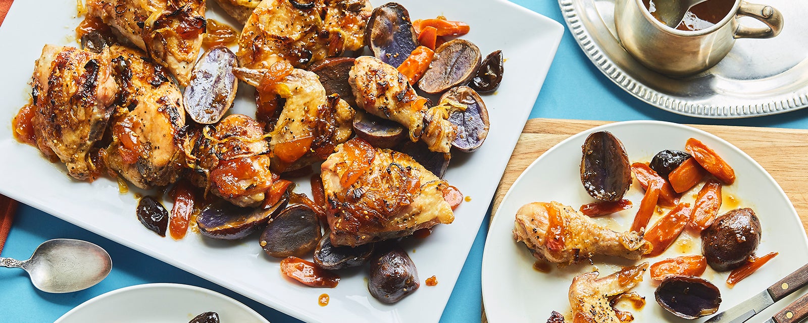 Apricot Chicken with Teriyaki Tzimmes