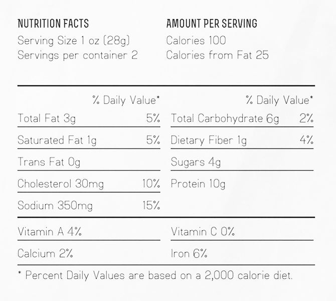 Veri Veri Teriyaki® Jerky nutritional information